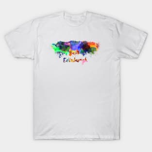 Edinburgh skyline in watercolor T-Shirt